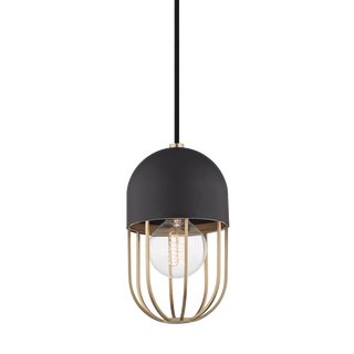 Haley Pendant in Aged Brass/black Finish