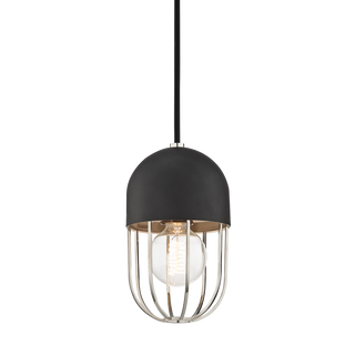 Haley Pendant in Polished Nickel/black Finish