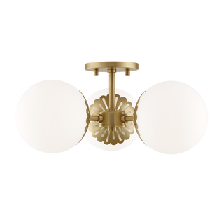 Paige Semi Flush in Aged Brass Finish