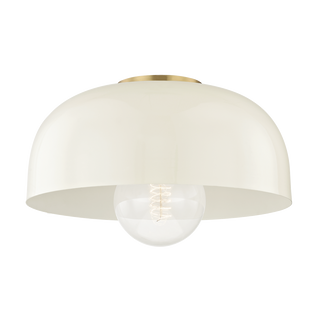 Avery Flush Mount in Aged Brass/cream Finish