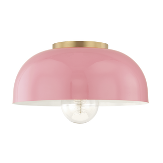 Avery Flush Mount in Aged Brass/pink Finish