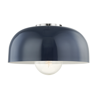 Avery Flush Mount in Polished Nickel/navy Finish