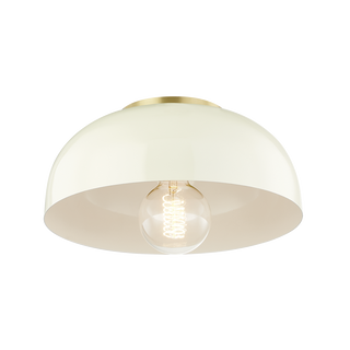 Avery Flush Mount in Aged Brass/cream Finish