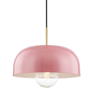 Avery Pendant in Aged Brass/pink Finish