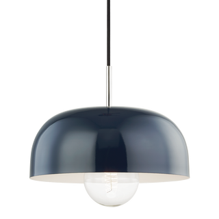 Avery Pendant in Polished Nickel/navy Finish
