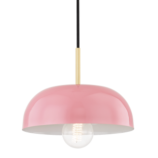 Avery Pendant in Aged Brass/pink Finish