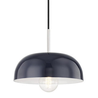 Avery Pendant in Polished Nickel/navy Finish