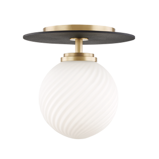 Ellis Semi Flush in Aged Brass/black Finish