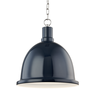 Blair Pendant in Polished Nickel/navy Finish