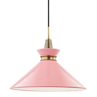 Kiki Pendant in Aged Brass/pink Finish