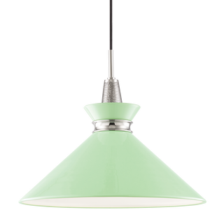 Kiki Pendant in Polished Nickel/mint Finish