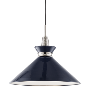 Kiki Pendant in Polished Nickel/navy Finish