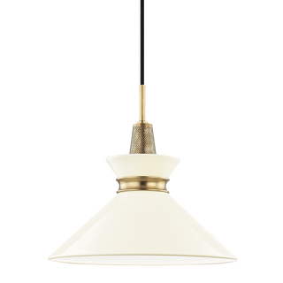 Kiki Pendant in Aged Brass/cream Finish
