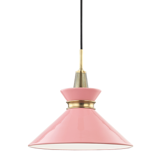 Kiki Pendant in Aged Brass/pink Finish