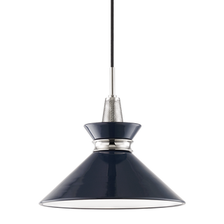 Kiki Pendant in Polished Nickel/navy Finish