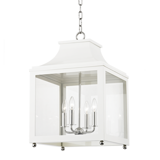 Leigh Lantern in Polished Nickel/white Finish