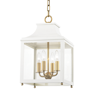 Leigh Lantern in Aged Brass/soft Off White Finish