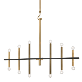 Colette Chandelier in Aged Brass/black Finish