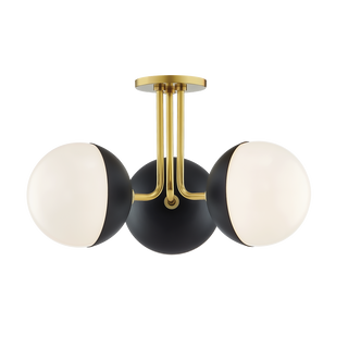 Renee Semi Flush in Aged Brass/black Finish