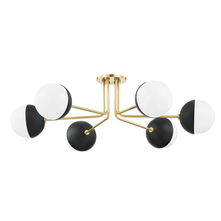 Renee Semi Flush in Aged Brass/black Finish
