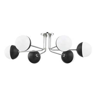 Renee Semi Flush in Polished Nickel/black Finish