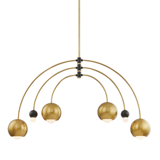 Willow Chandelier in Aged Brass/black Finish