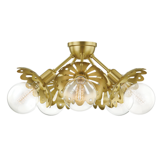 Alyssa Semi Flush in Aged Brass Finish