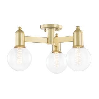 Bryce Semi Flush in Aged Brass Finish