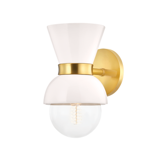 Gillian Wall Sconce in AGED BRASS/CERAMIC GLOSS CREAM Finish