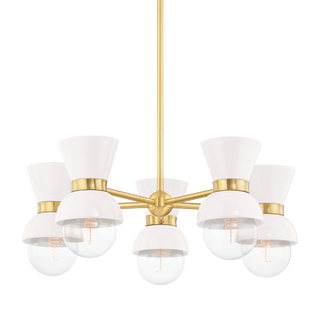 Gillian Chandelier in AGED BRASS/CERAMIC GLOSS CREAM Finish