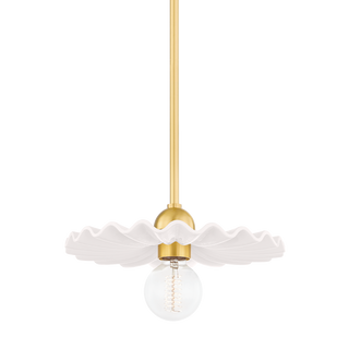 Tinsley Pendant in AGED BRASS/CERAMIC GLOSS CREAM Finish