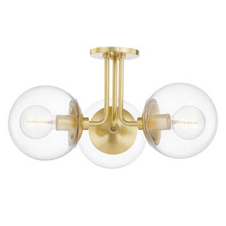 Meadow Semi Flush in Aged Brass Finish