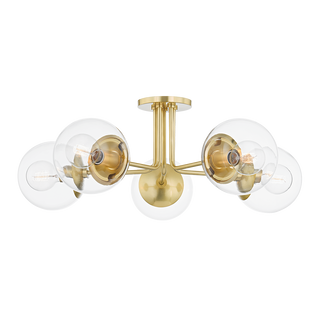 Meadow Semi Flush in Aged Brass Finish