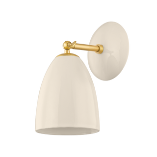 KIRSTEN Wall Sconce in AGED BRASS/CERAMIC CREAM Finish