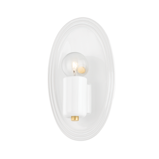 JOYCE Wall Sconce in AGED BRASS/CERAMIC GLOSS WHITE Finish
