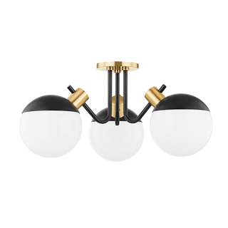Miranda Semi Flush in Aged Brass/soft Black Finish