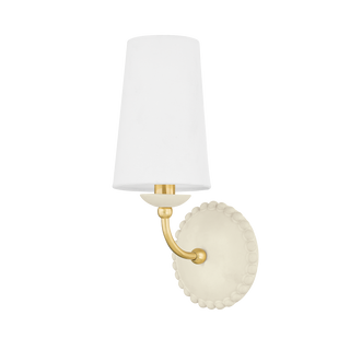 Rhea Wall Sconce in AGED BRASS/CERAMIC ANTIQUE IVORY Finish