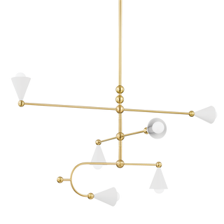 Hikari Chandelier in AGED BRASS/SOFT WHITE Finish