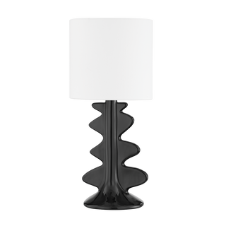Liwa Table Lamp in AGED BRASS/CERAMIC GLOSS BLACK Finish