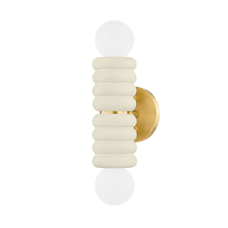 Bibi Wall Sconce in AGED BRASS/CERAMIC ANTIQUE IVORY Finish