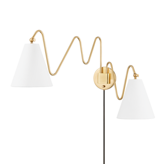 Onda Plug-in Sconce in Aged Brass Finish