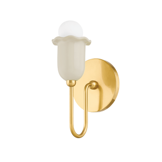 DELILAH Wall Sconce in AGED BRASS/CERAMIC ANTIQUE IVORY Finish