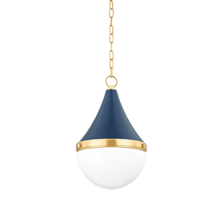 CIARA Pendant in AGED BRASS/SOFT NAVY Finish