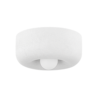 DORIS Flush Mount in AGED BRASS/TEXTURED WHITE Finish