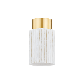 CORISSA Flush Mount in Aged Brass/ Ceramic Whitewash Bisque Finish