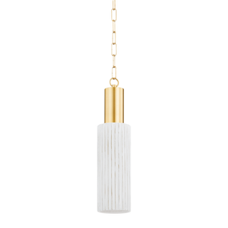 CORISSA Pendant in Aged Brass/ Ceramic Whitewash Bisque Finish