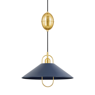 MARIEL PENDANT in AGED BRASS/SOFT NAVY Finish