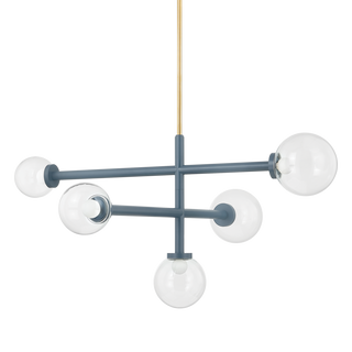 Sia Chandelier in Aged Brass/Slate Blue Finish