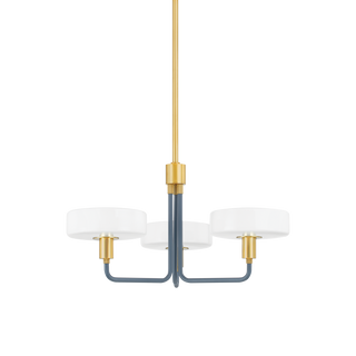 Aston Chandelier in Aged Brass/Slate Blue Finish