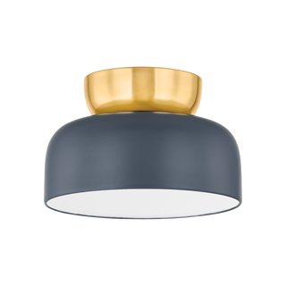 Batya FLUSH MOUNT in Aged Brass/Slate Blue Finish